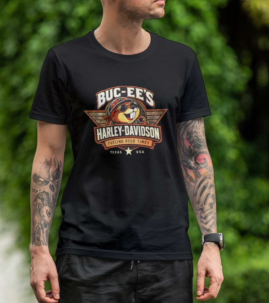 Buc Ee's Harley Davidson Fueling Good Times Texas Beavers Ride Further Great Roads T-Shirt