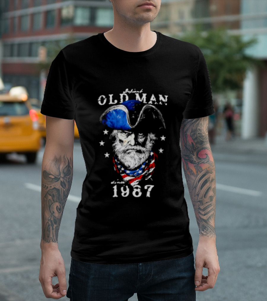 Old Man 1987 Patriotic Eagle And Stars T-Shirt