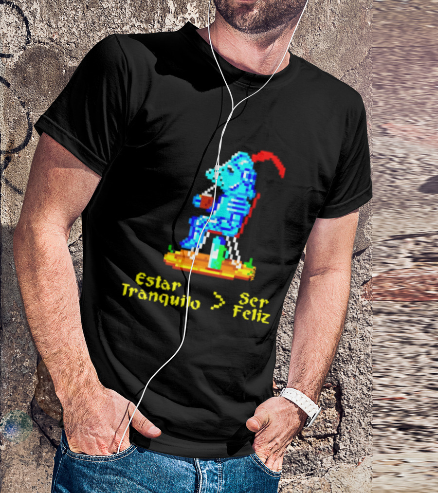 Estar Tranquilo Ser Feliz Pixel Knight Retro Gaming Aesthetic T-Shirt