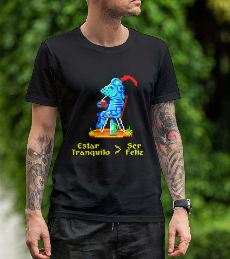 Estar Tranquilo Ser Feliz Pixel Knight Retro Gaming Aesthetic T-Shirt