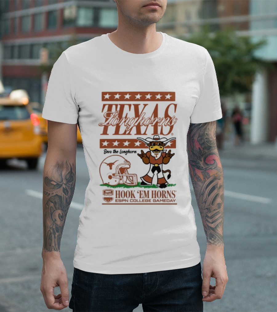 Texas Longhorns Bevo The Longhorn Hook 'Em Horns ESPN College Gameday 2026 T-Shirt