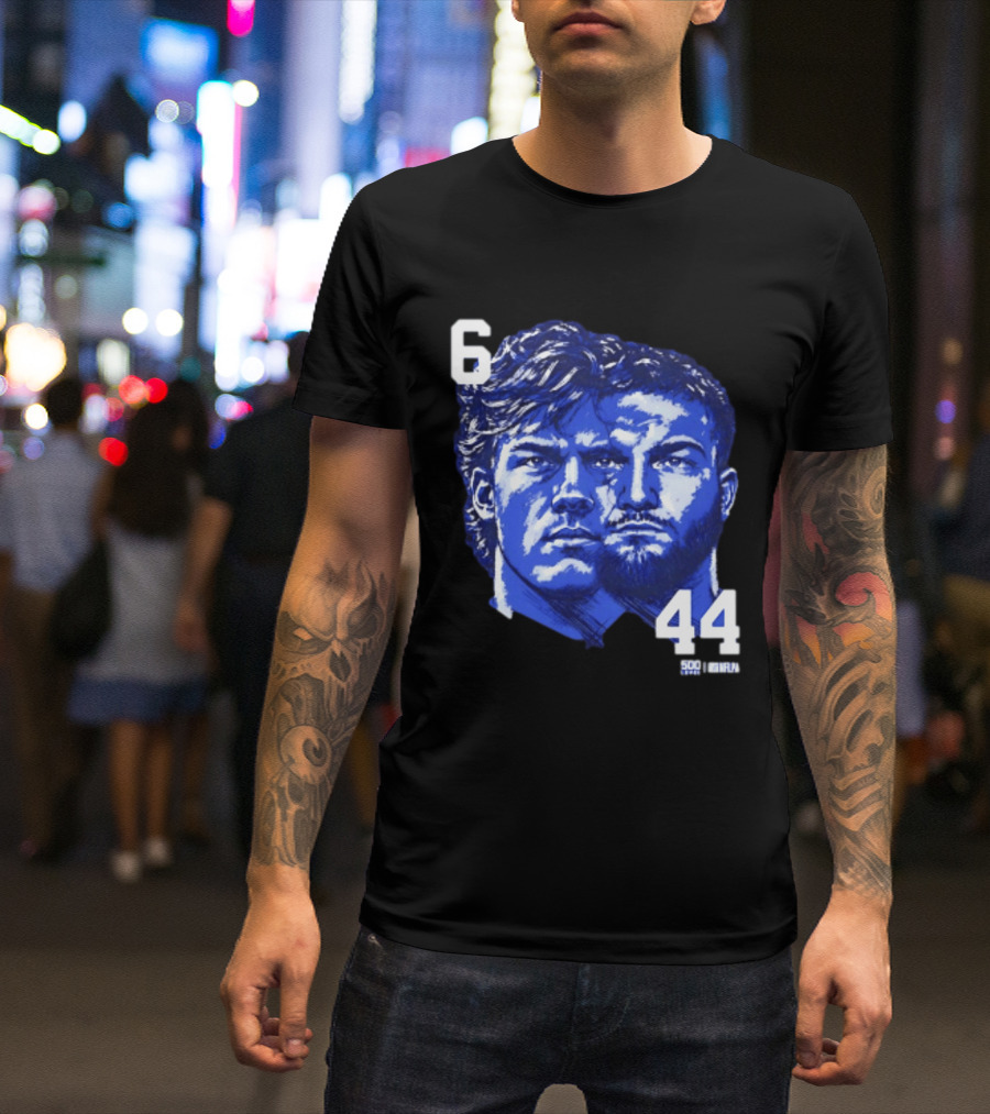 Jaxson Dart Cam Skattebo 6 44 New York Giants Face Morph Sports Fan T-Shirt