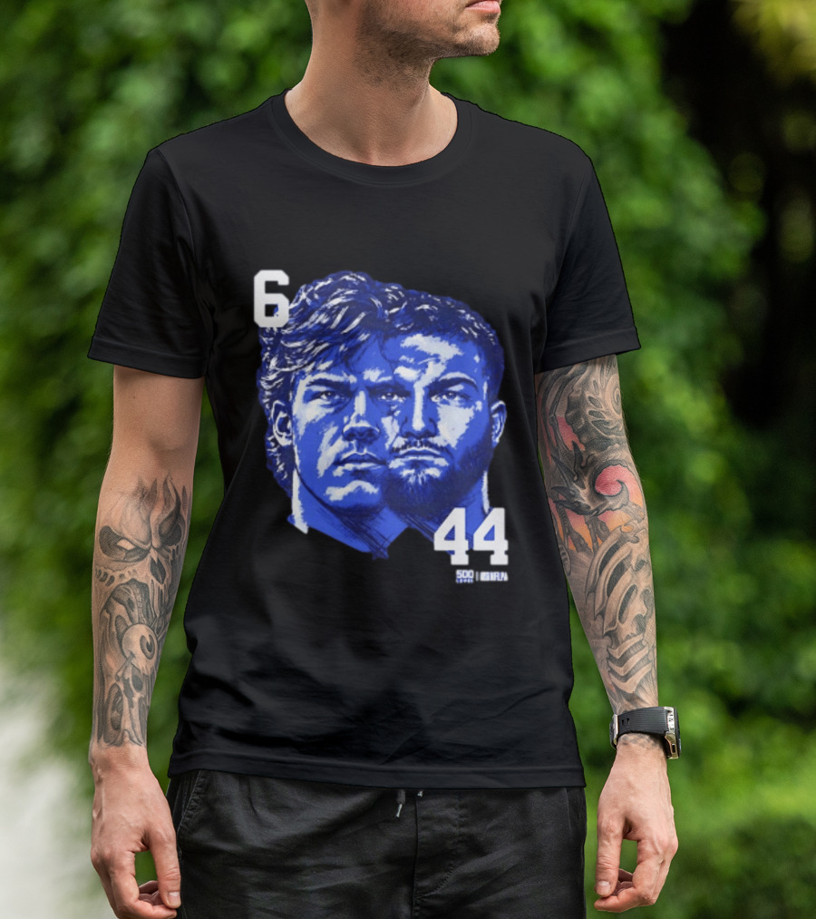 Jaxson Dart Cam Skattebo 6 44 New York Giants Face Morph Sports Fan T-Shirt