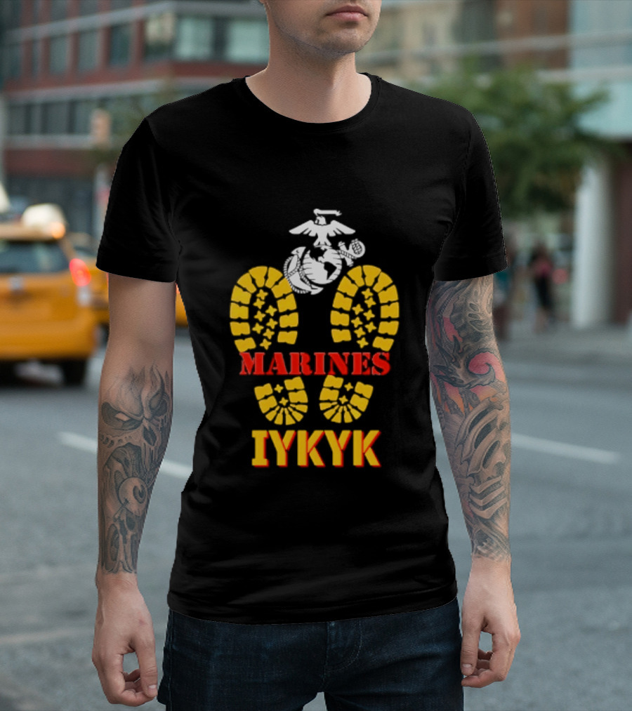 Marines IYKYK USMC Eagle Globe Anchor Boot Print T-Shirt