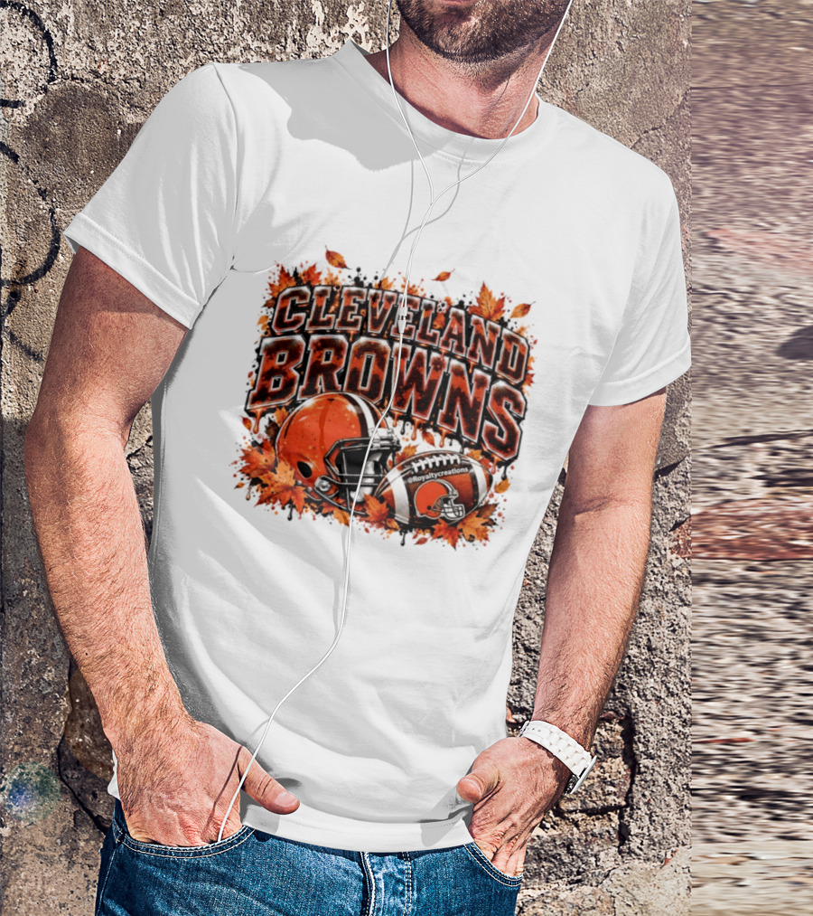Cleveland Browns Football Helmet Autumn Leaves Halloween 2026 T-Shirt