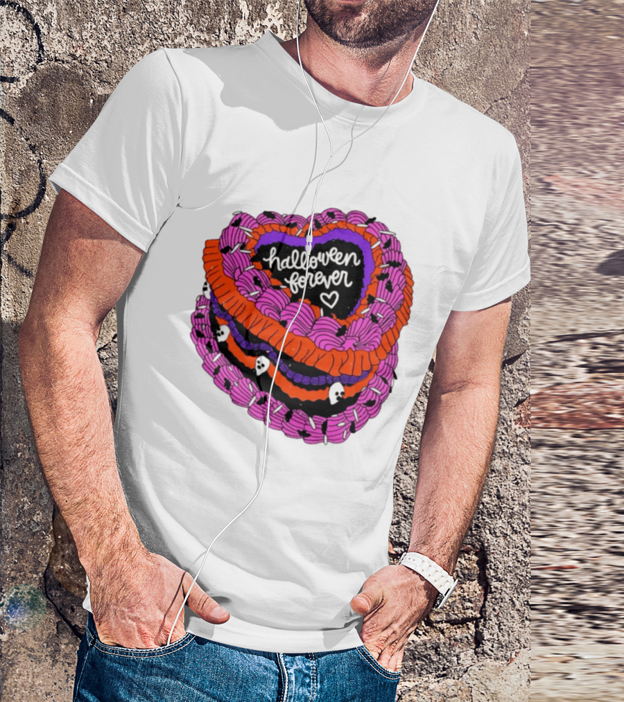 Halloween Forever Heart Cake Spooky Goth Aesthetic Skeleton Decor T-Shirt