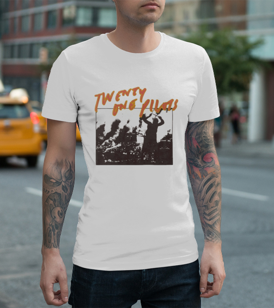 Twenty One Pilots Live Photo Silhouette Drummer Stage Performance T-Shirt