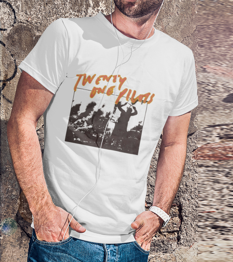 Twenty One Pilots Live Photo Silhouette Drummer Stage Performance T-Shirt