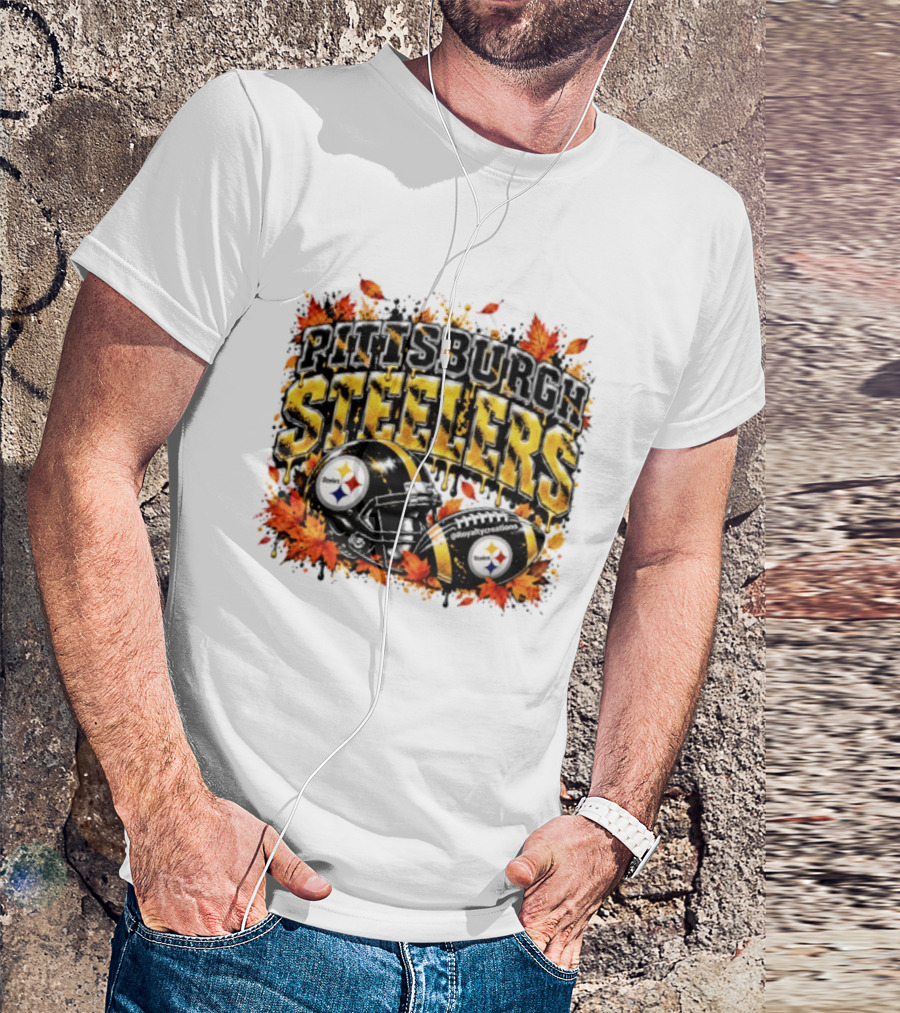 Pittsburgh Steelers Football Helmets Autumn Leaves Halloween 2026 T-Shirt