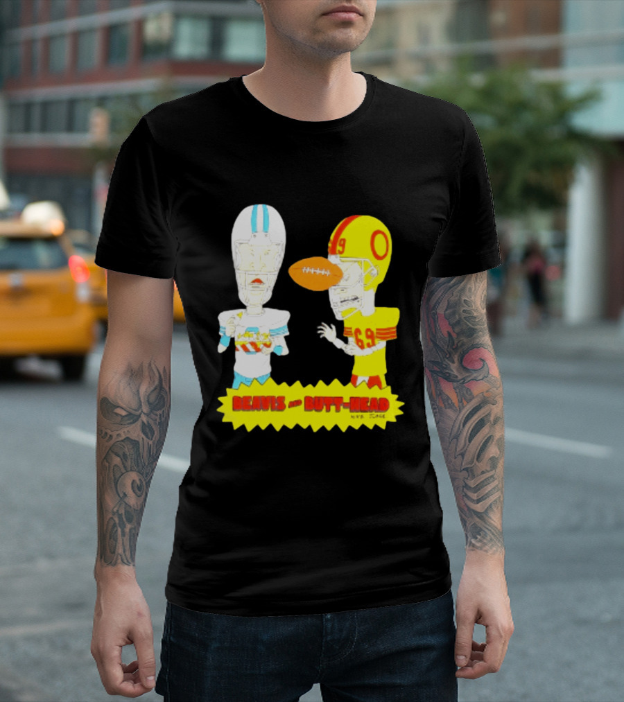 Beavis And Butt Head Football Parody Player Cartoons MTV Series 90s Humor T-Shirt