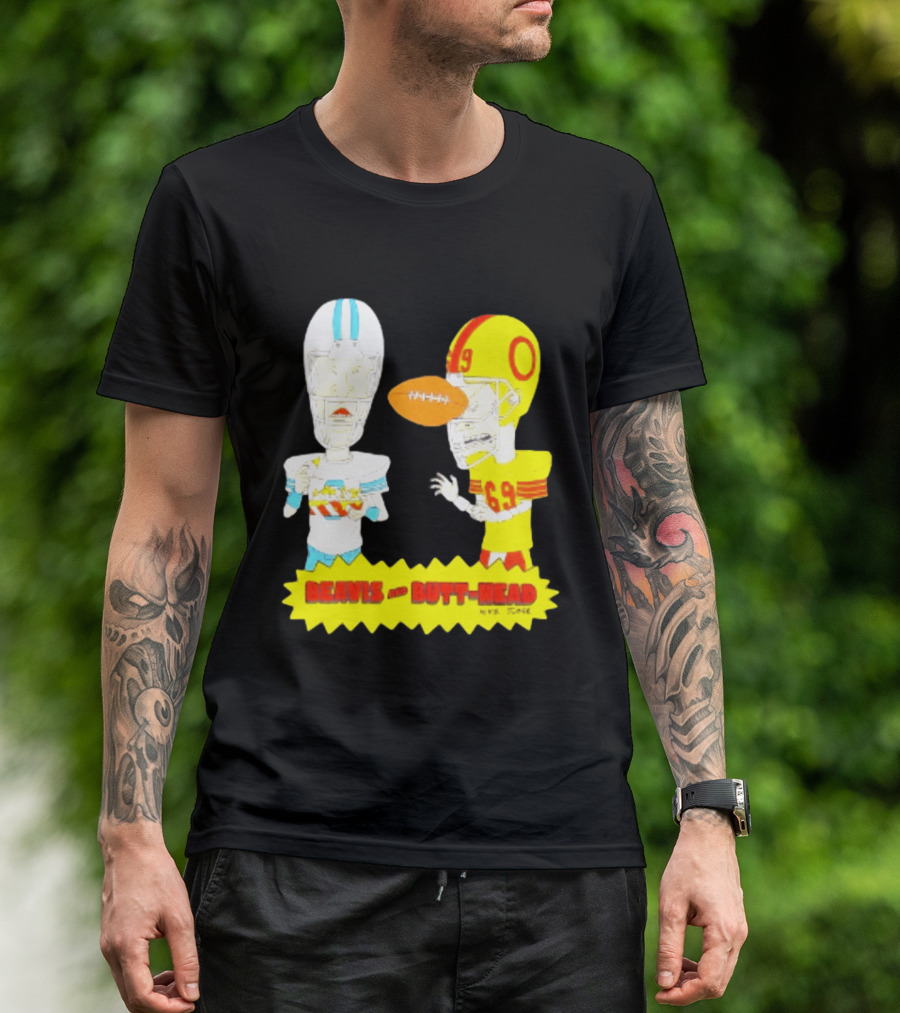 Beavis And Butt Head Football Parody Player Cartoons MTV Series 90s Humor T-Shirt
