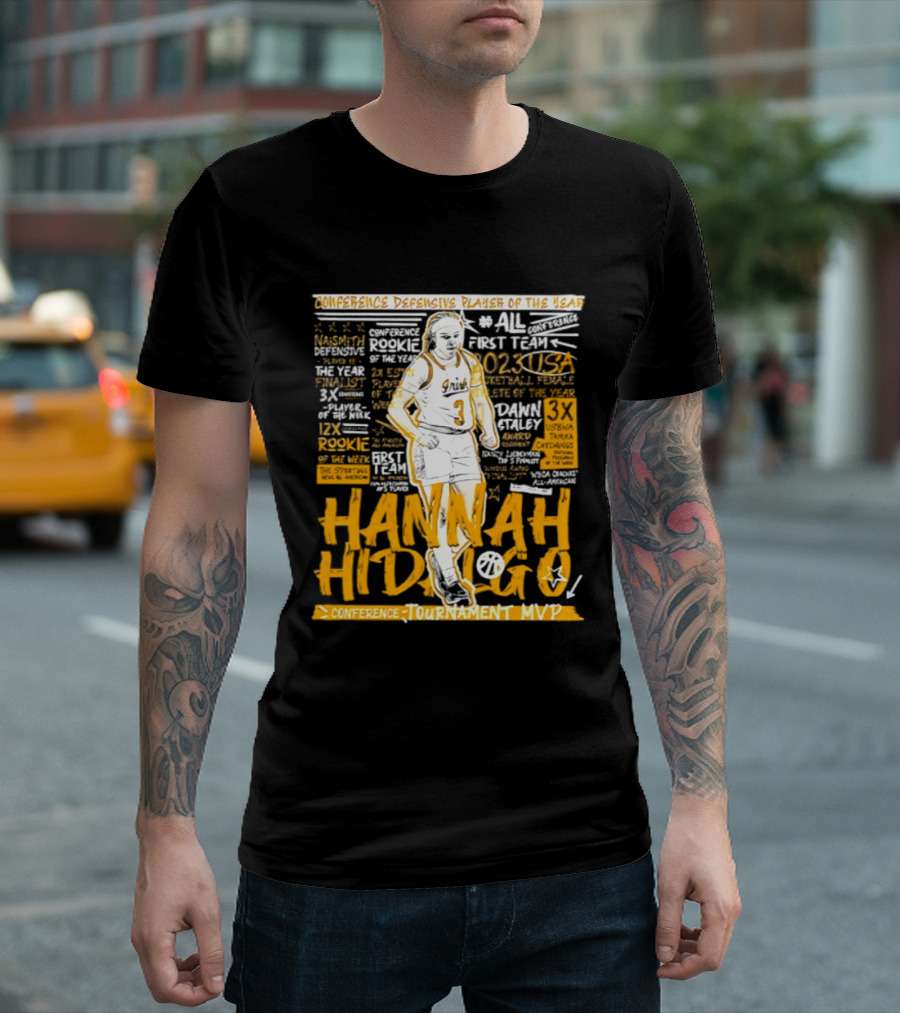 Hannah Hidalgo 2023 NCAA Conference Defensive Player Of The Year Tournament MVP Rookie Team Honors T-Shirt