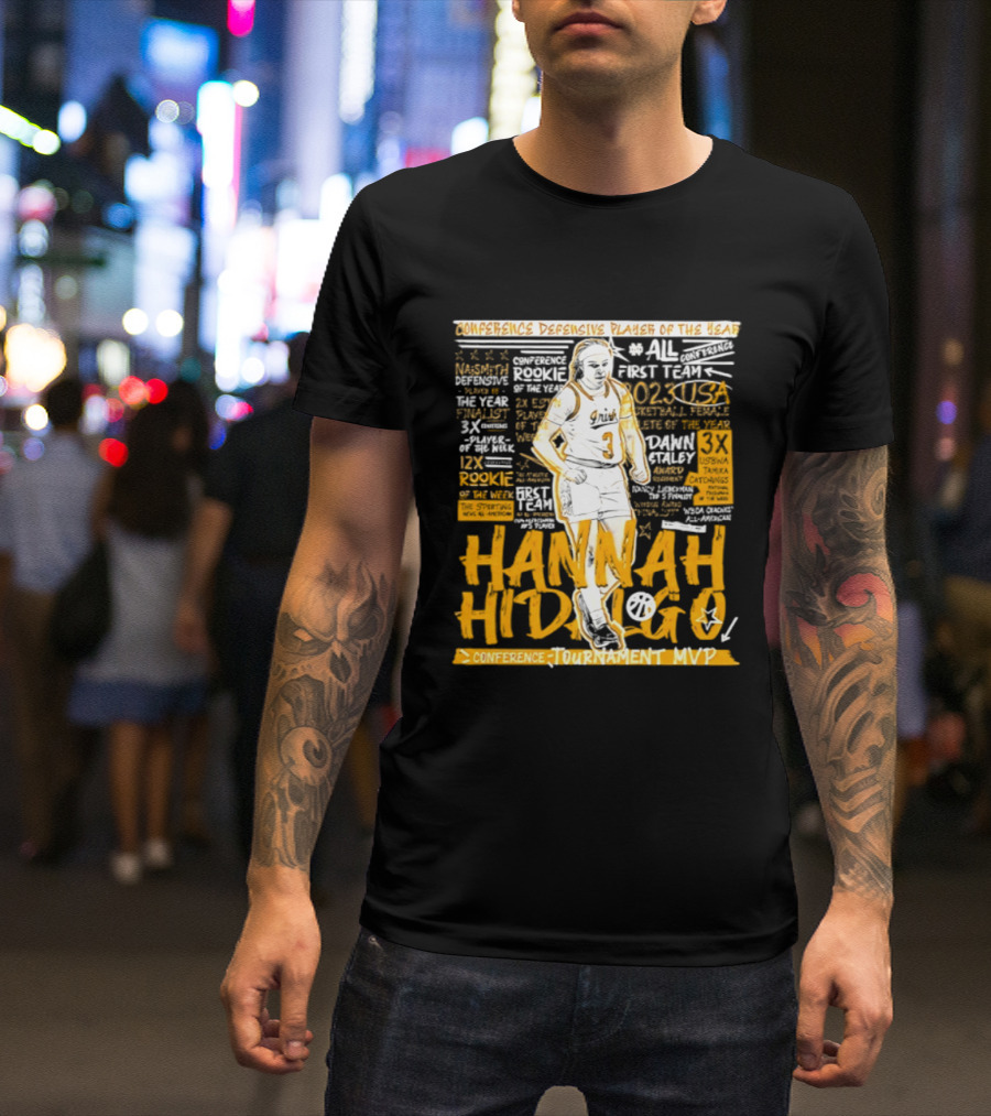 Hannah Hidalgo 2023 NCAA Conference Defensive Player Of The Year Tournament MVP Rookie Team Honors T-Shirt