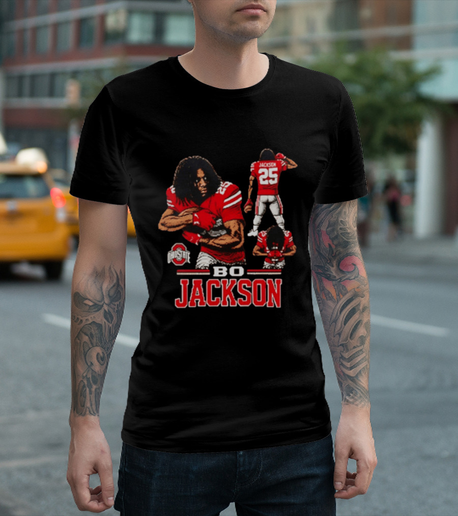 Ohio State Buckeyes Bo Jackson Football Player 25 Red Jersey T-Shirt