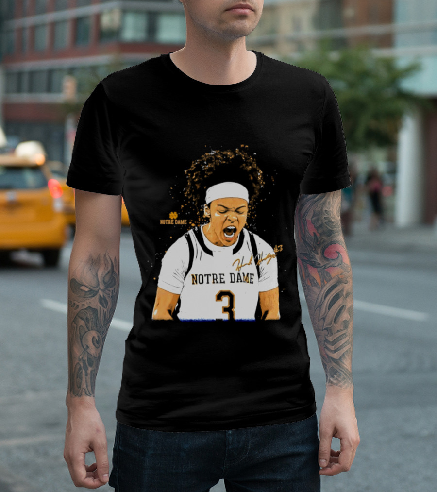 Notre Dame Basketball Hannah Hidalgo Caricature Number 3 NCAA Women's Player T-Shirt