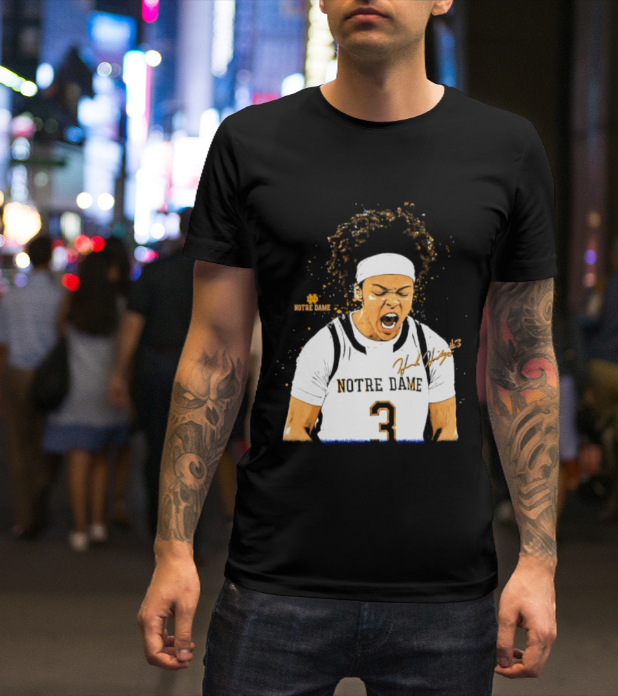Notre Dame Basketball Hannah Hidalgo Caricature Number 3 NCAA Women's Player T-Shirt