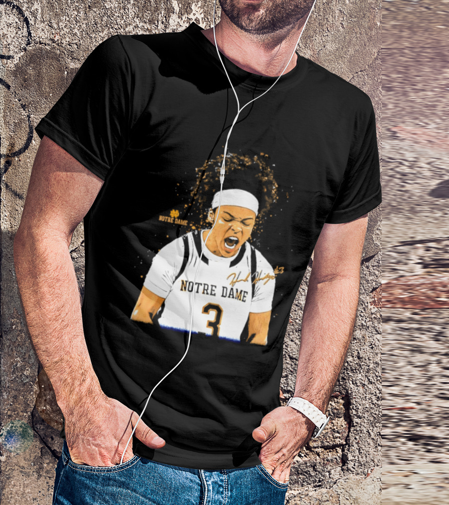 Notre Dame Basketball Hannah Hidalgo Caricature Number 3 NCAA Women's Player T-Shirt