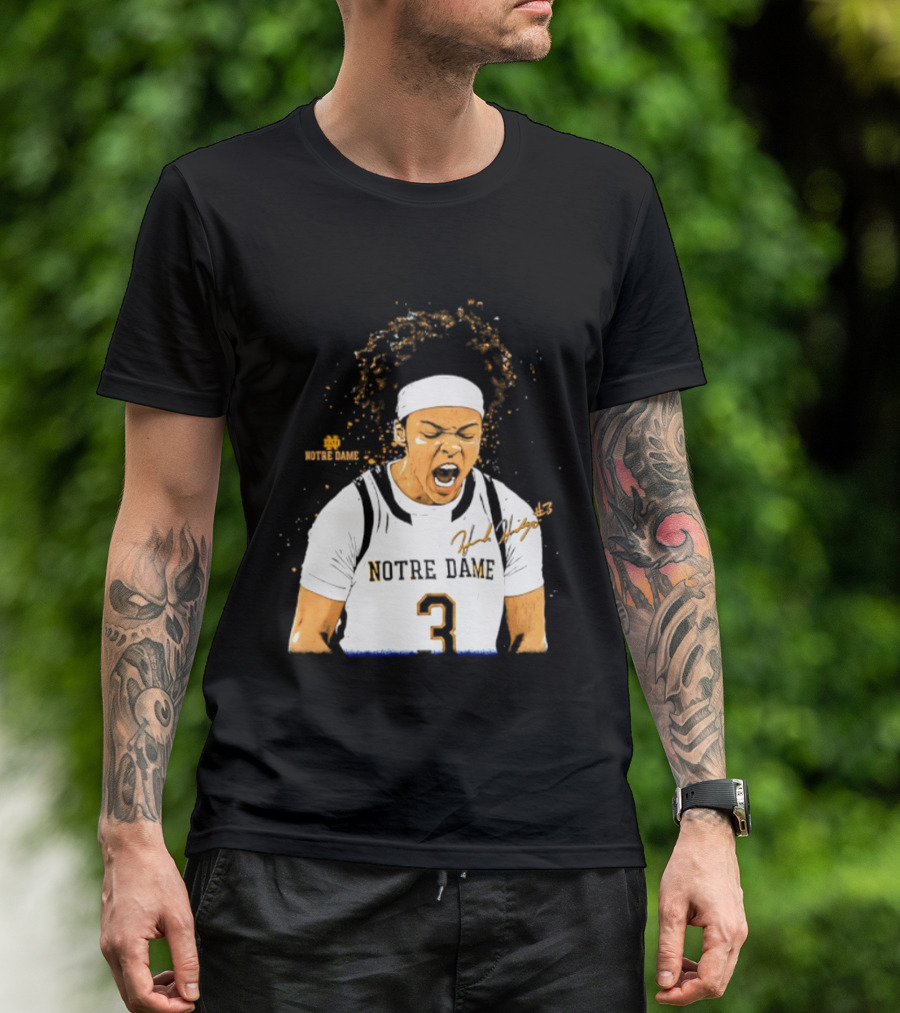 Notre Dame Basketball Hannah Hidalgo Caricature Number 3 NCAA Women's Player T-Shirt
