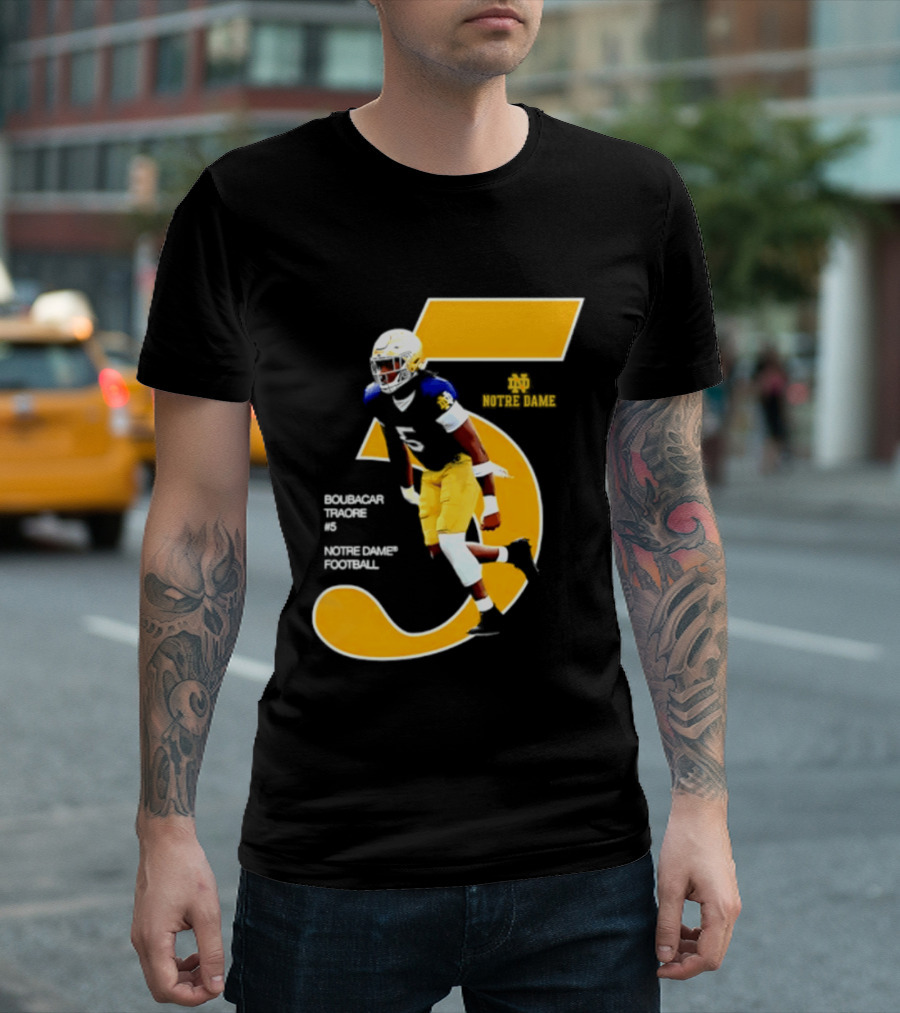 Boubacar Traore 5 Notre Dame Football Player NCAA Iconic Number T-Shirt