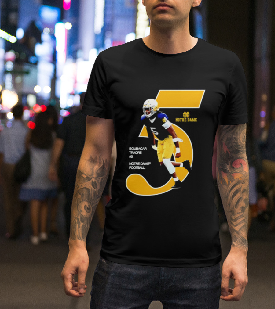 Boubacar Traore 5 Notre Dame Football Player NCAA Iconic Number T-Shirt