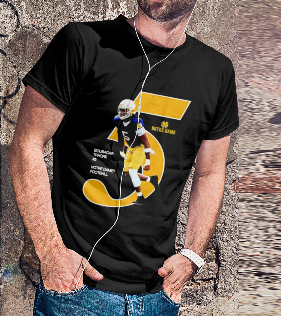 Boubacar Traore 5 Notre Dame Football Player NCAA Iconic Number T-Shirt