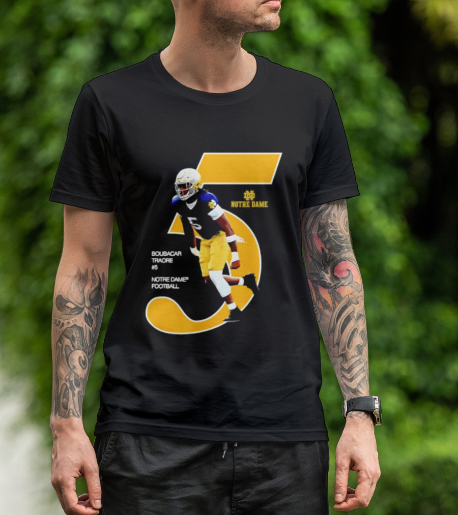 Boubacar Traore 5 Notre Dame Football Player NCAA Iconic Number T-Shirt