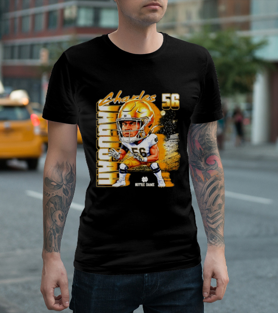 Charles Jagusah 56 Notre Dame Player NCAA Football Caricature T-Shirt