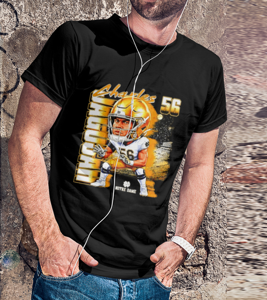 Charles Jagusah 56 Notre Dame Player NCAA Football Caricature T-Shirt