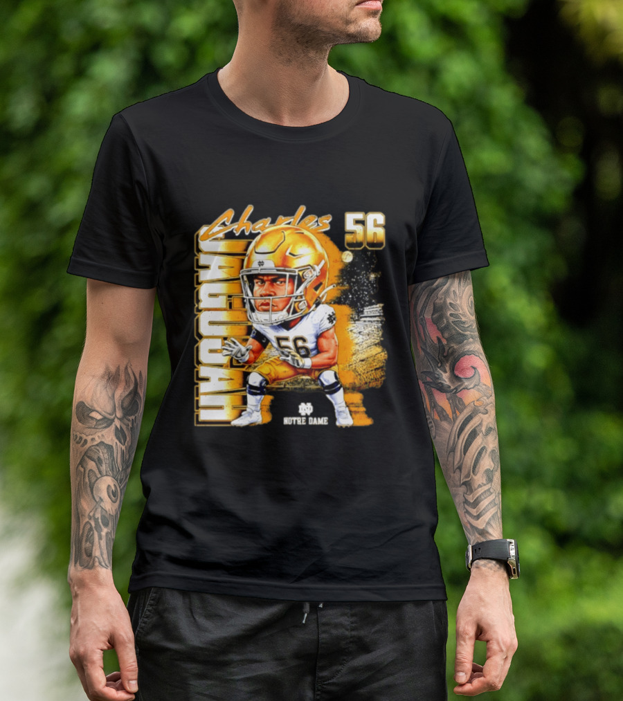 Charles Jagusah 56 Notre Dame Player NCAA Football Caricature T-Shirt