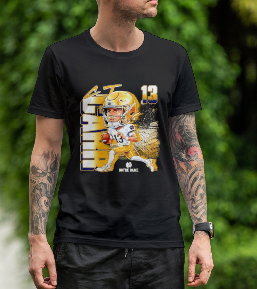 CJ Carr 13 Notre Dame Fighting Irish Football Player Caricature T-Shirt
