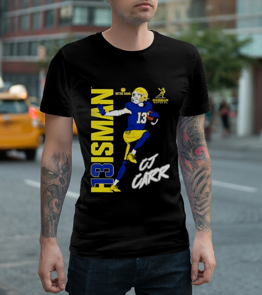 Notre Dame Football CJ Carr Heisman 13 NCAA T-Shirt