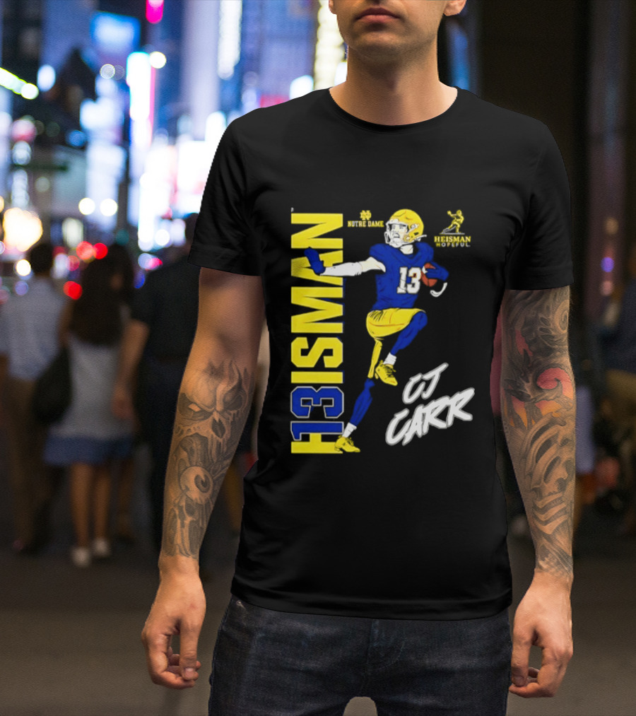 Notre Dame Football CJ Carr Heisman 13 NCAA T-Shirt