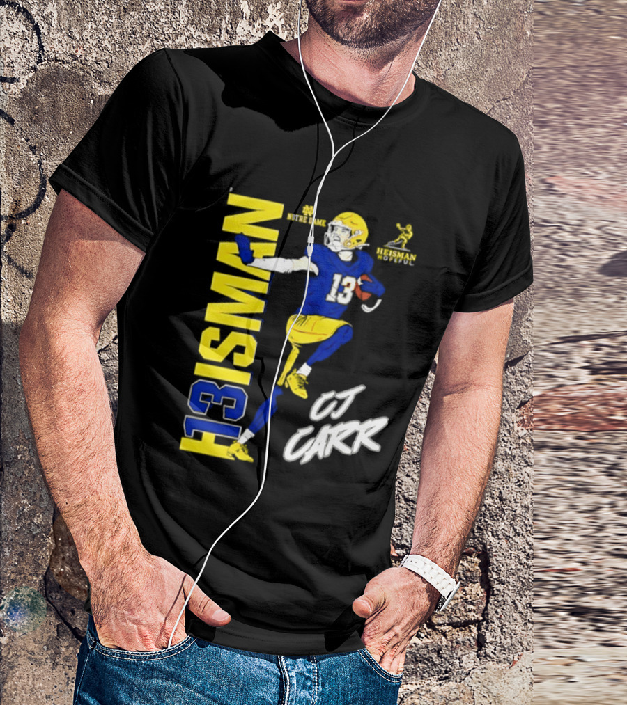 Notre Dame Football CJ Carr Heisman 13 NCAA T-Shirt