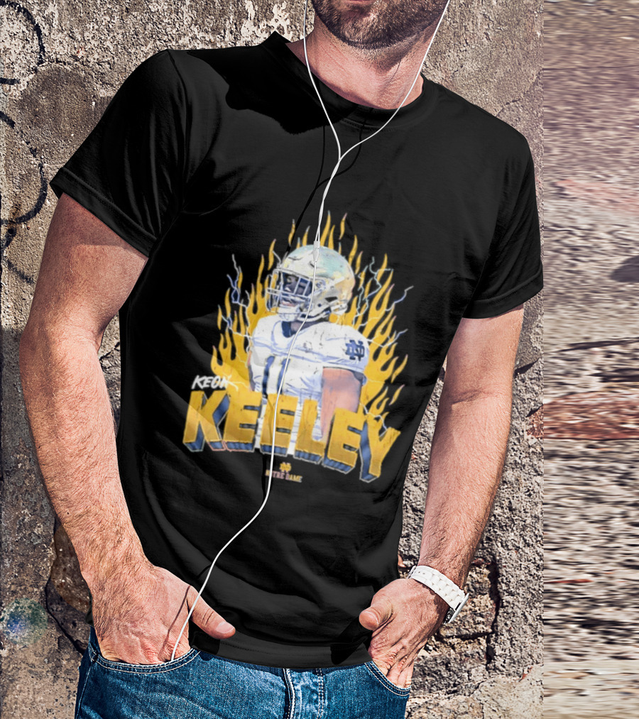 Notre Dame Football Keeley 11 NCAA Player Name Flame Burst T-Shirt