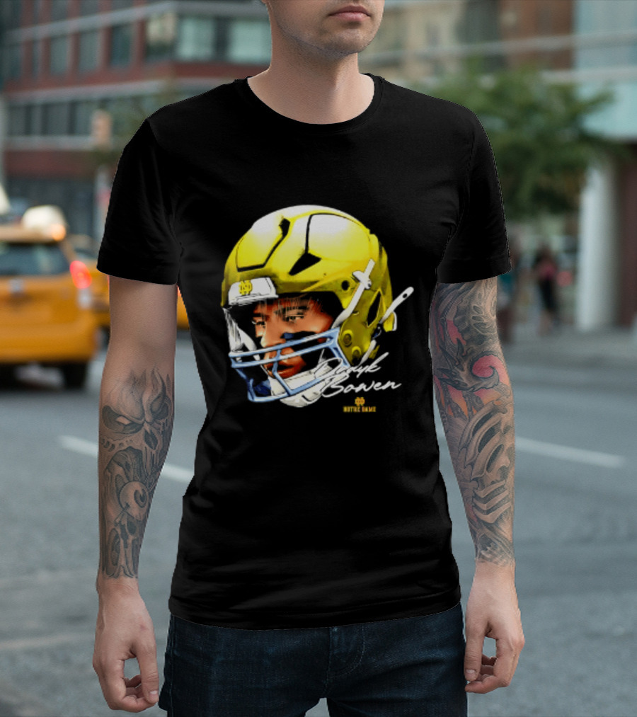 Notre Dame Drayk Bowen NCAA Football Headgear Fan Gear T-Shirt