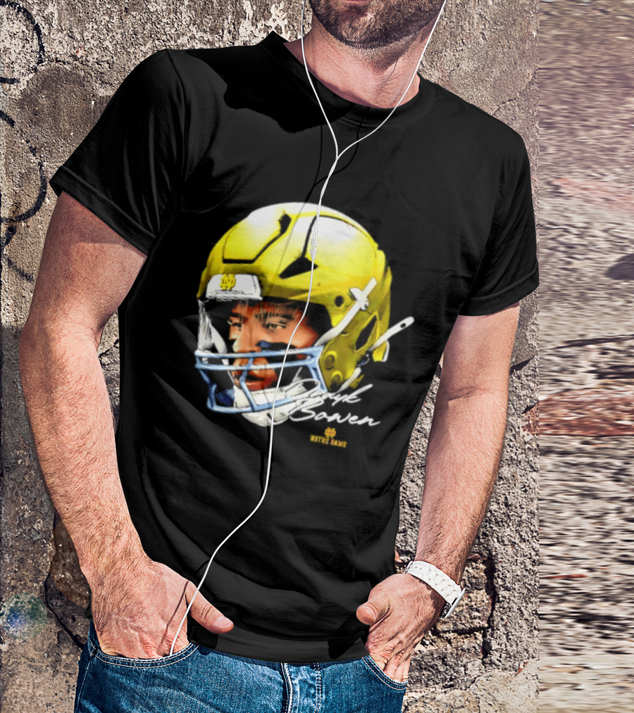 Notre Dame Drayk Bowen NCAA Football Headgear Fan Gear T-Shirt
