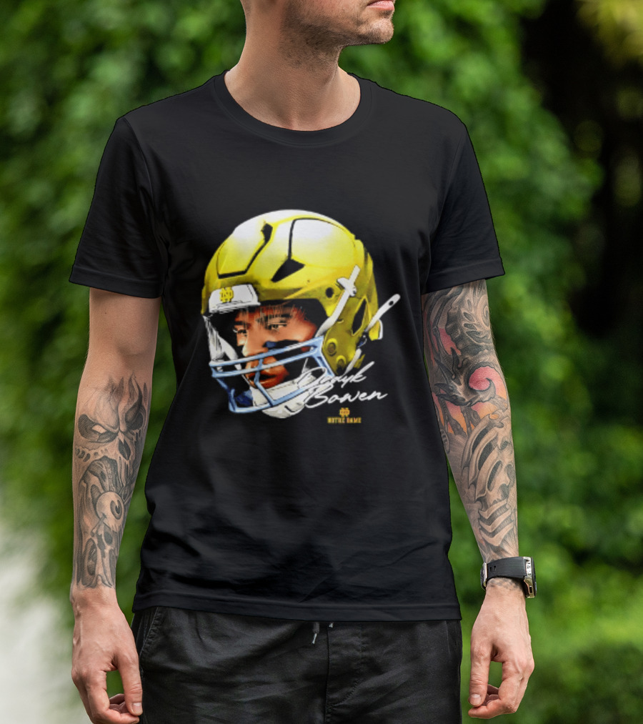 Notre Dame Drayk Bowen NCAA Football Headgear Fan Gear T-Shirt