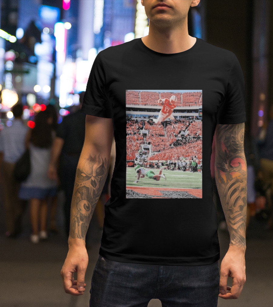 Drew Mestemaker Air Mesty Football Jumping Action 17 Stadium Scene T-Shirt
