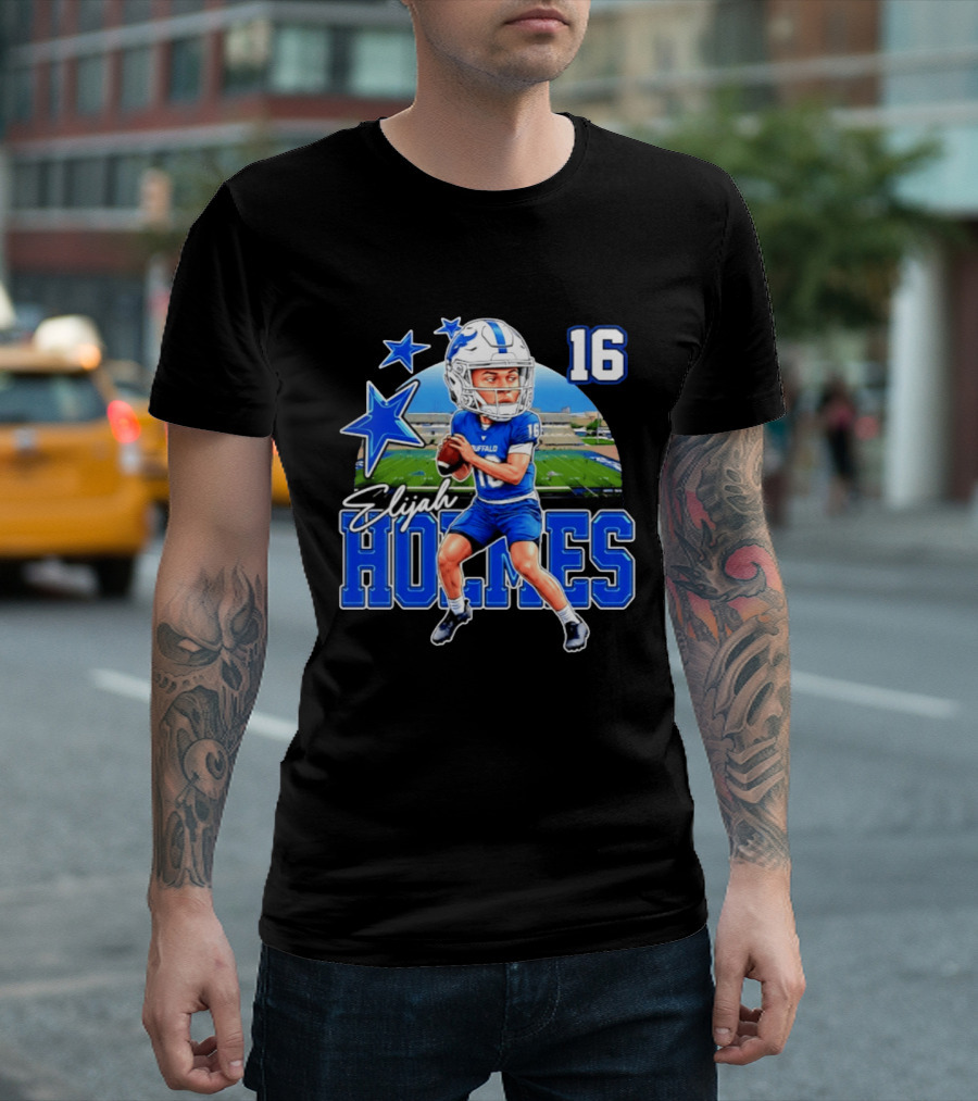 Elijah Holmes 16 Buffalo Bulls NCAA Football Caricature T-Shirt