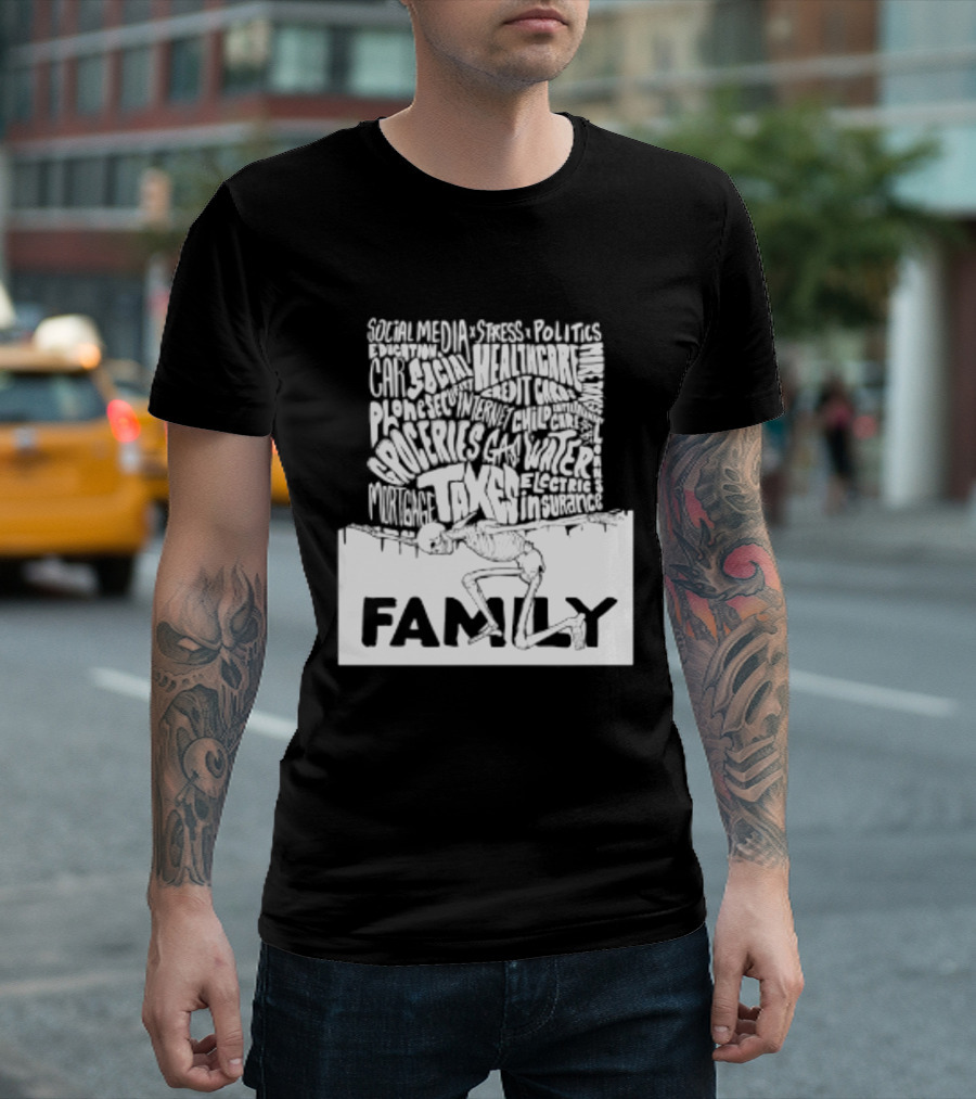 Family Skeleton Juggling Taxes And Life Stress T-Shirt