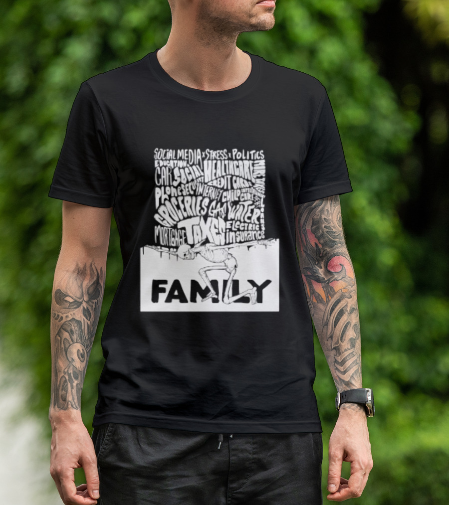 Family Skeleton Juggling Taxes And Life Stress T-Shirt