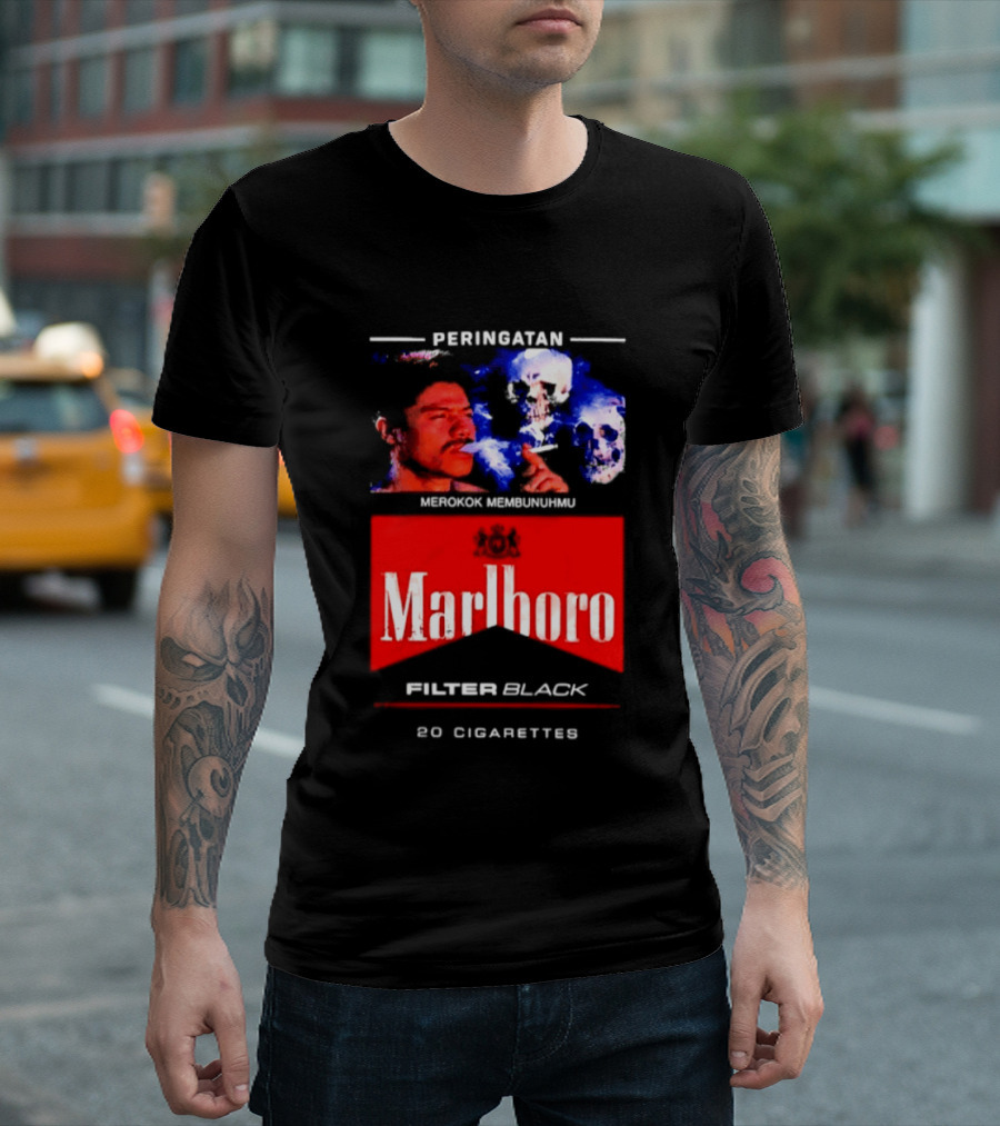 Marlboro Filter Black Peringatan Merokok Membunuhmu 50 Cigarettes T-Shirt