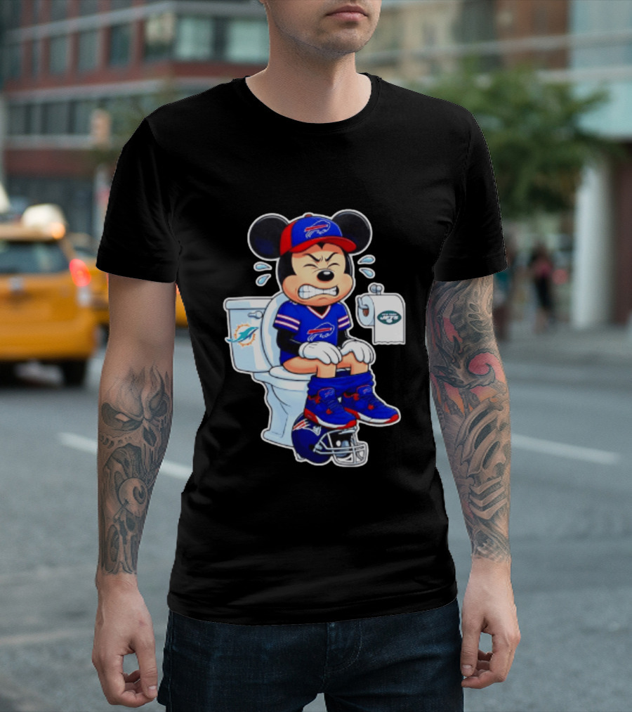 Mickey Toilet Buffalo Bills Defeat Jets Dolphins Patriots Football T-Shirt