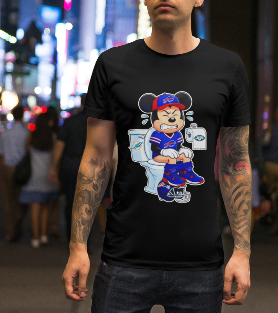 Mickey Toilet Buffalo Bills Defeat Jets Dolphins Patriots Football T-Shirt