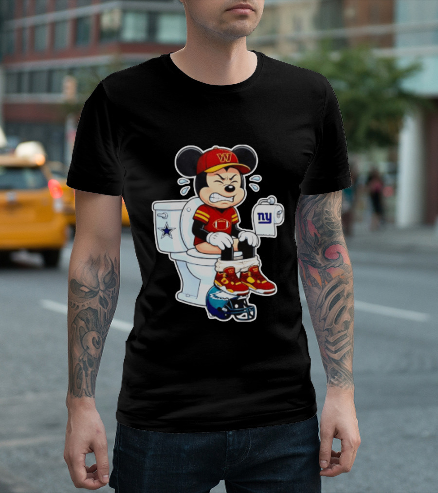 Mickey Toilet Washington W Frustrated Cowboys Giants Eagles Football Rivalry T-Shirt