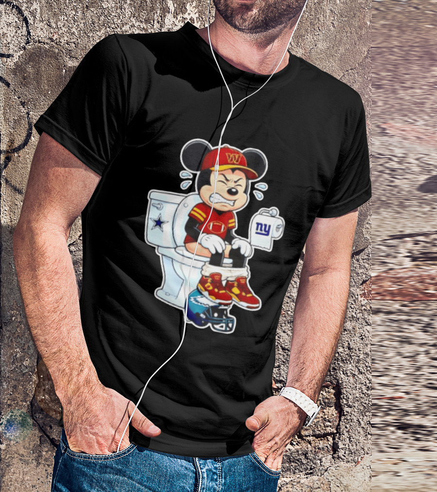 Mickey Toilet Washington W Frustrated Cowboys Giants Eagles Football Rivalry T-Shirt