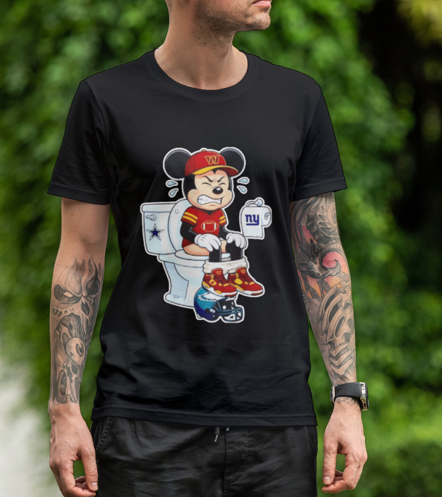 Mickey Toilet Washington W Frustrated Cowboys Giants Eagles Football Rivalry T-Shirt