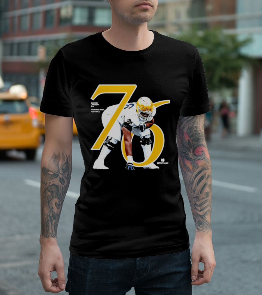 Notre Dame Football Player Number 76 Guerby Lambert NCAA T-Shirt