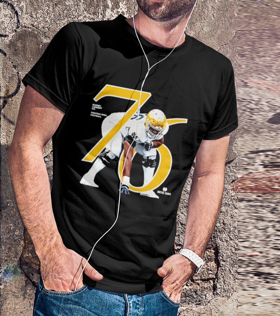 Notre Dame Football Player Number 76 Guerby Lambert NCAA T-Shirt
