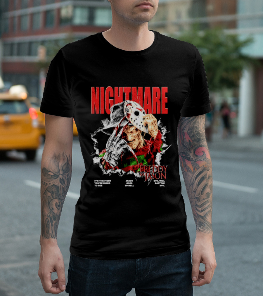 Nightmare Freddy Vs Jason Evil Battle Halloween Fight You're Dying To See T-Shirt